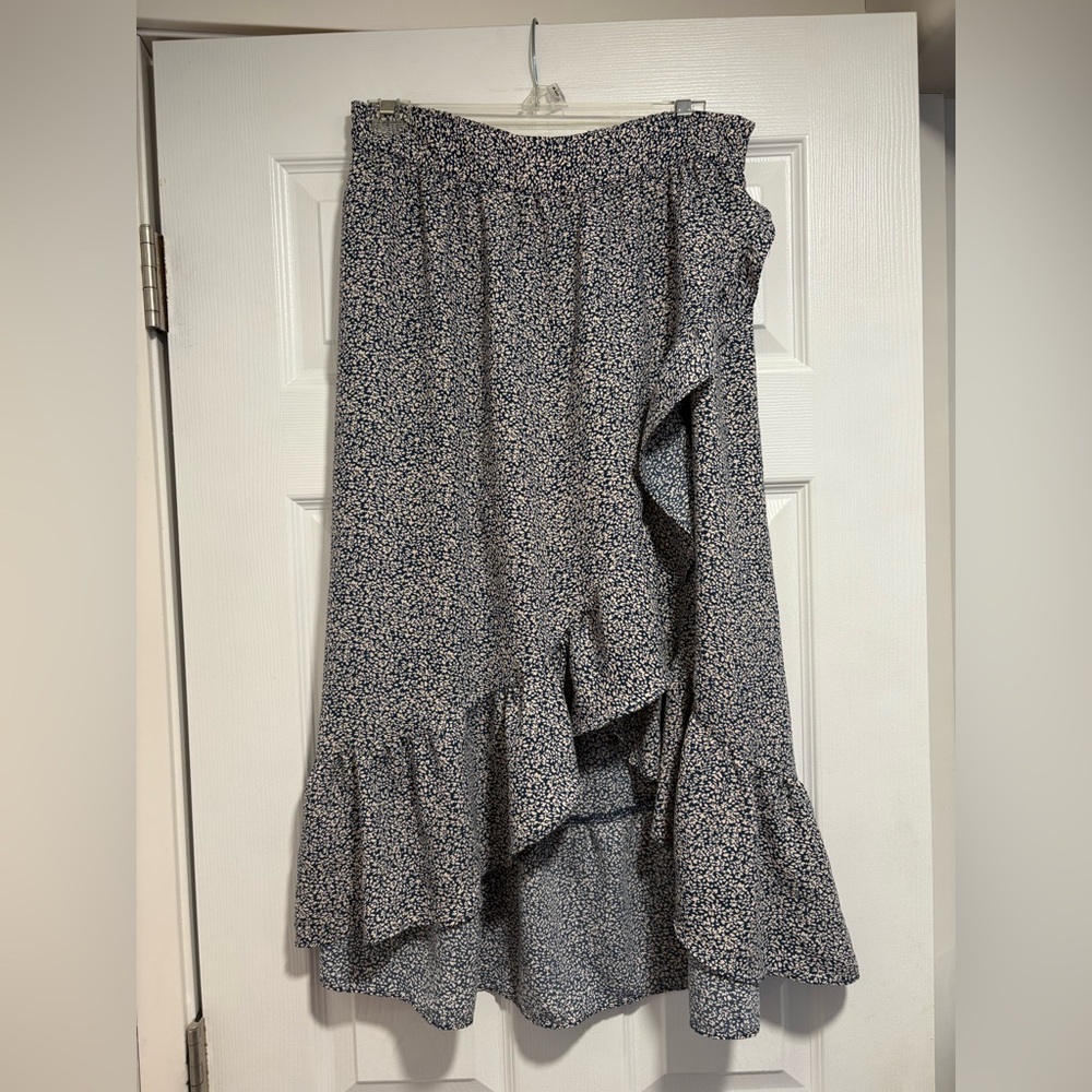 Floral Ruffle Midi Skirt